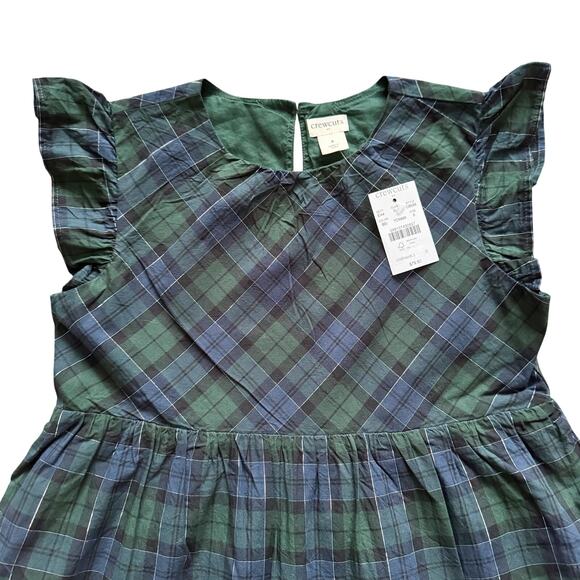 Crewcuts J. Crew Plaid Dress Girls 8 Blue Green Shimmer Holiday Christmas NWT - Picture 4 of 16